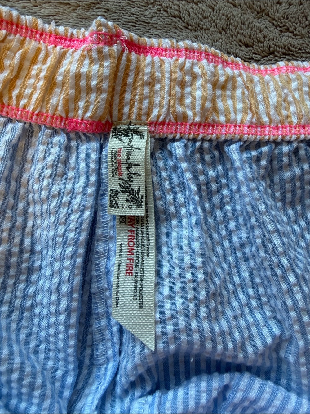 Intimately Free People Seersucker Stripe Bloomers Pants L Blue Ruffle Hem - Picture 3 of 7